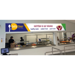 Dining hall, canteen, di bond counter panel. ID 21501